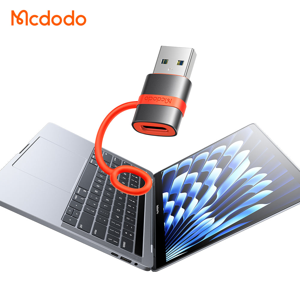 Mcdodo - Adapter (OT-3800) - with Silicone Hook, Aluminium Alloy, Type-C to USB 3.0, 5Gbps, Portable Design, Plug&Play - Grey
