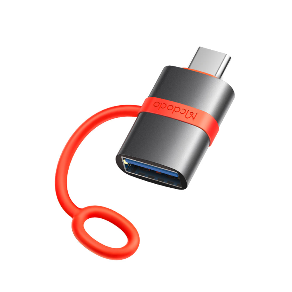Mcdodo - Adapter (OT-3810) - with Silicone Hook, Aluminium Alloy, USB to Type-C, 5Gbps, Portable Design, Plug&Play - Grey
