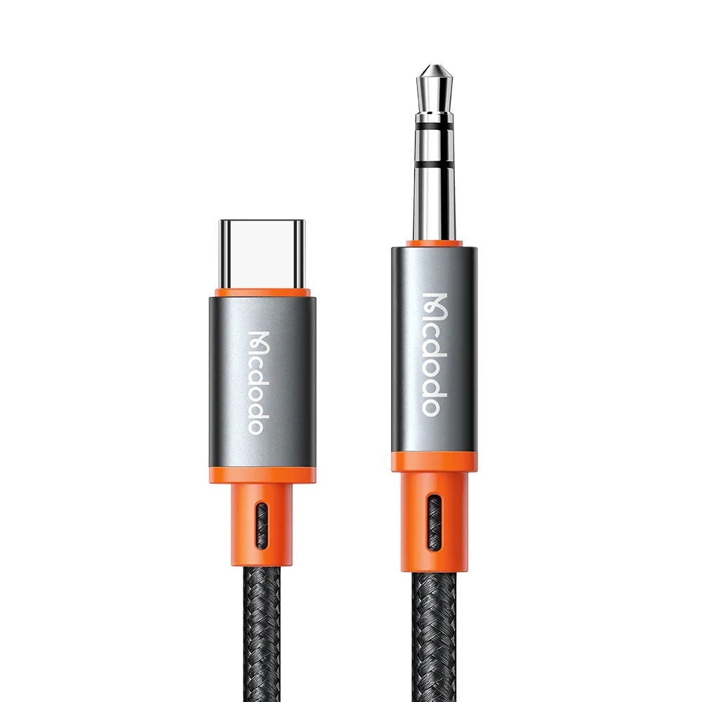 Mcdodo - Audio Cable (CA-0900) - Type-C to Jack 3.5mm, Coil Design, Nylon Braided, 1.8m - Black