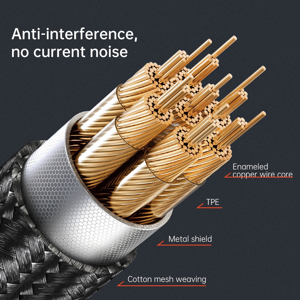 Mcdodo - Audio Cable (CA-0900) - Type-C to Jack 3.5mm, Coil Design, Nylon Braided, 1.8m - Black