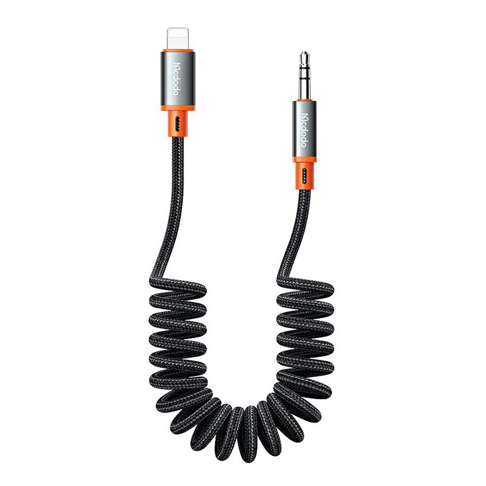 Mcdodo - Audio Cable (CA-0890) - Lightning to Jack 3.5mm, Coil Design, Nylon Braided, 1.8m - Black