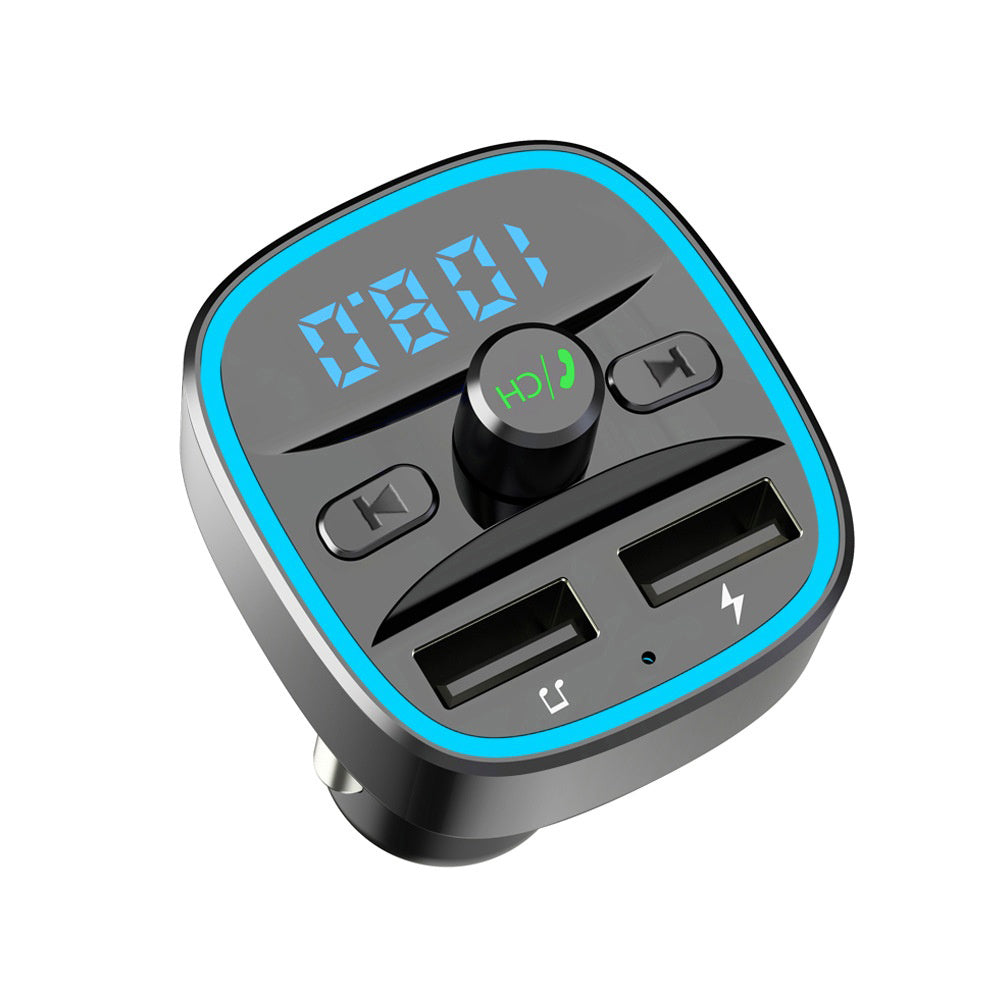 Techsuit - FM Modulator JamLink (MFM2) - Dual USB, SD Card, Blue Ambient Ring Light, Ultra-Compact Design, Bluetooth - Black