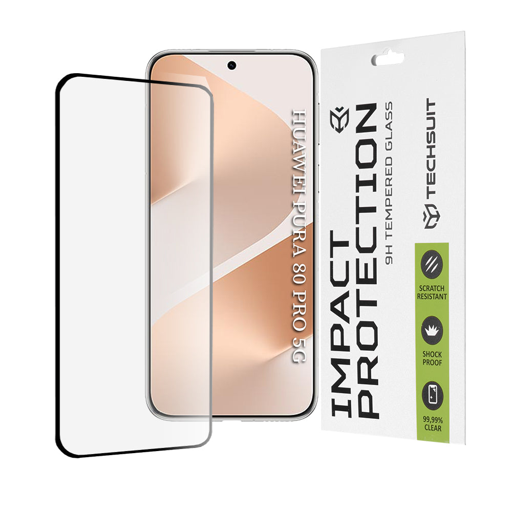 Techsuit - 111D Full Cover / Full Glue Glass / 3D Curved Screen - Huawei Pura 80 Pro - Black