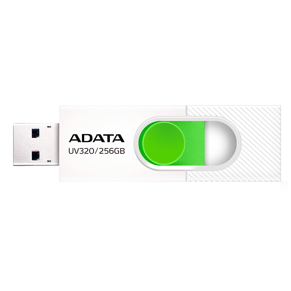 Adata - Memory Stick UV320 (AUV320-256G-RWHGN) - USB 3.2, 256GB, Up to 100MB/s Read, Windows, Mac OS, Linux - White