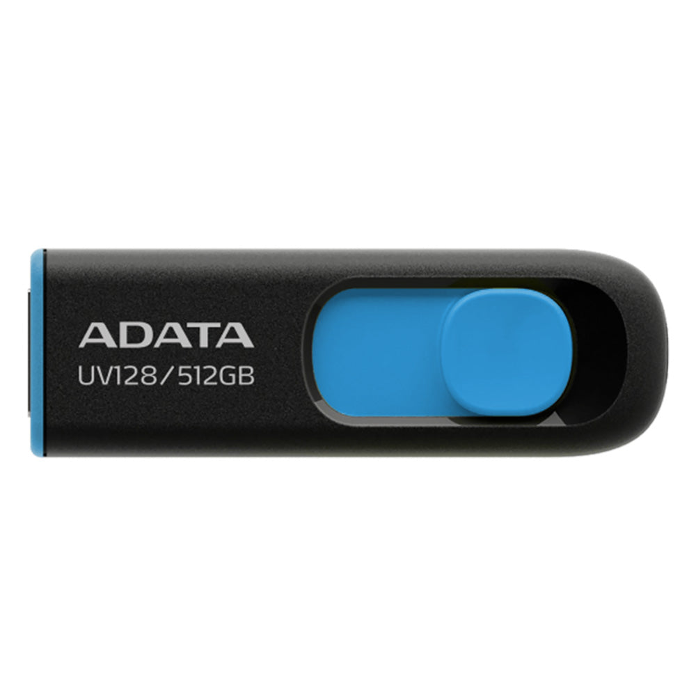 Adata - Memory Stick UV128 (AUV128-512G-RBE) - USB 3.2 Gen1 (USB 5Gbps), 512GB, 100MB/s Read, Windows, MacOS, Linux - Black