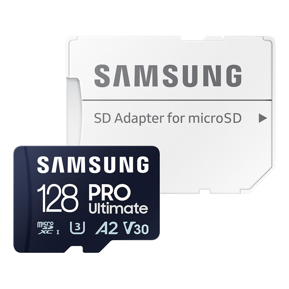 Samsung - Memory Card PRO Ultimate (MB-MY128SA/WW) - MicroSDXC, Adapter, 128GB, UHS-I, U3, V30, A2, 200MB/s - Blue/White