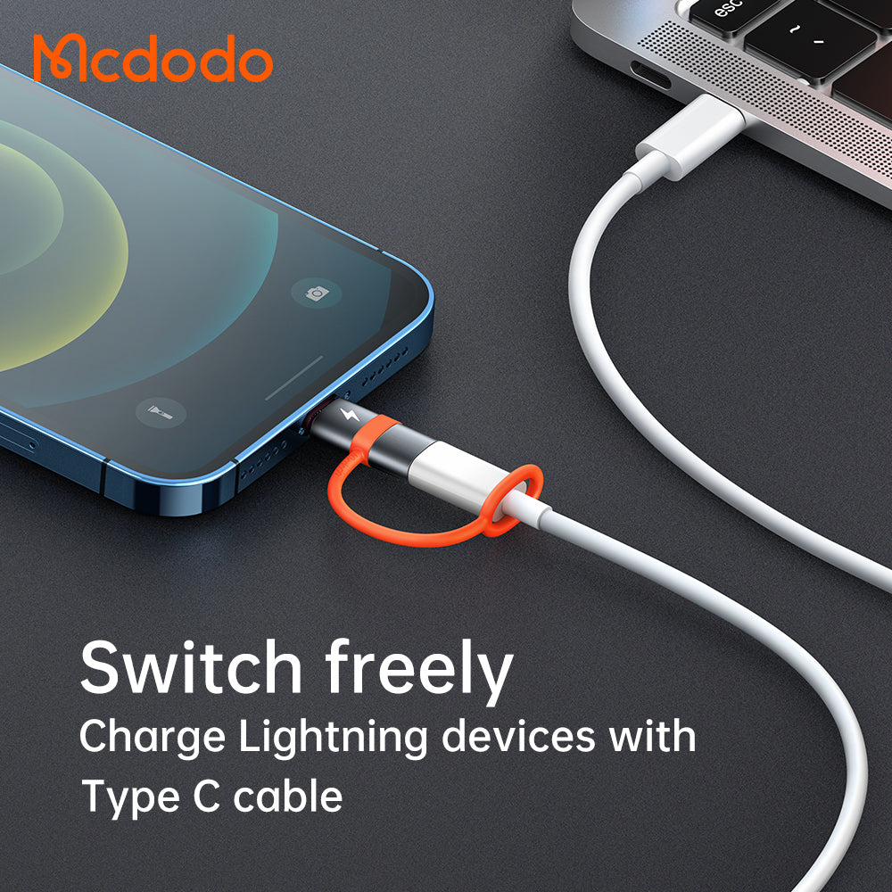 Mcdodo - Adapter (OT-0510) - with Silicone Hook, Aluminium Alloy, Type-C to Lightning, 36W Portable Design - Grey