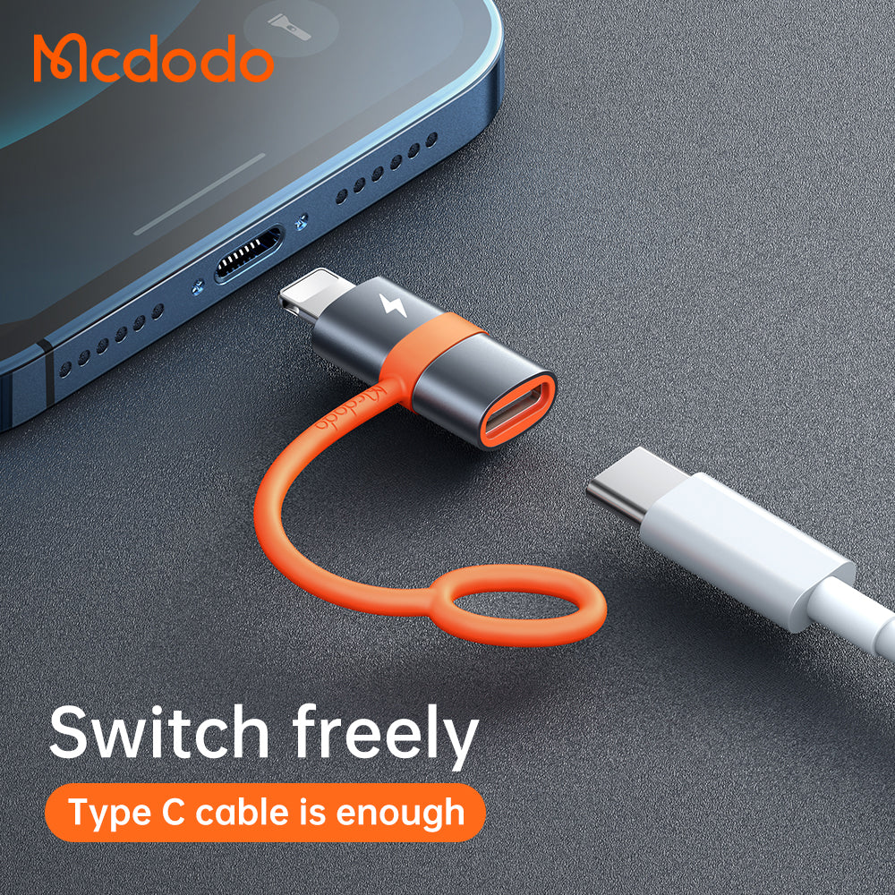 Mcdodo - Adapter (OT-0510) - with Silicone Hook, Aluminium Alloy, Type-C to Lightning, 36W Portable Design - Grey