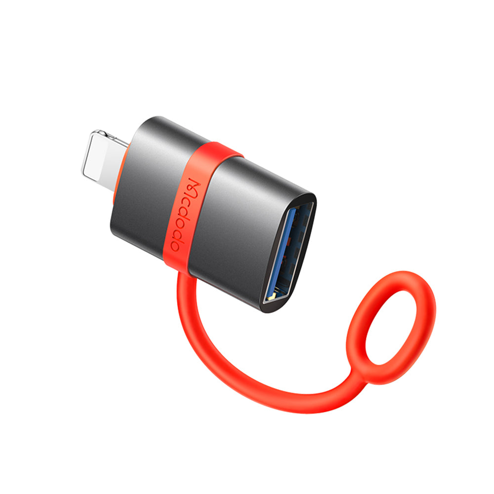 Mcdodo - Adapter (OT-2600) - with Silicone Hook, Aluminium Alloy, USB to Lightning, 480Mbps, Portable Design - Grey