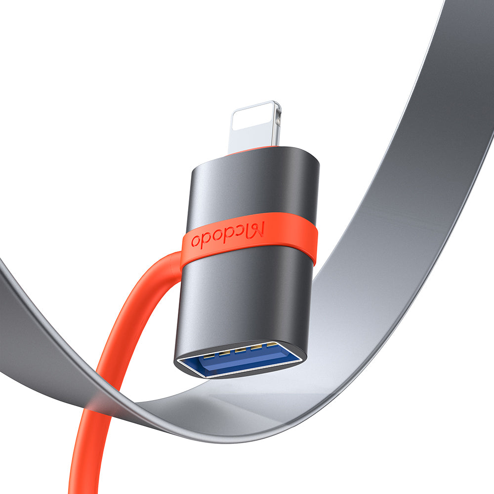 Mcdodo - Adapter (OT-2600) - with Silicone Hook, Aluminium Alloy, USB to Lightning, 480Mbps, Portable Design - Grey