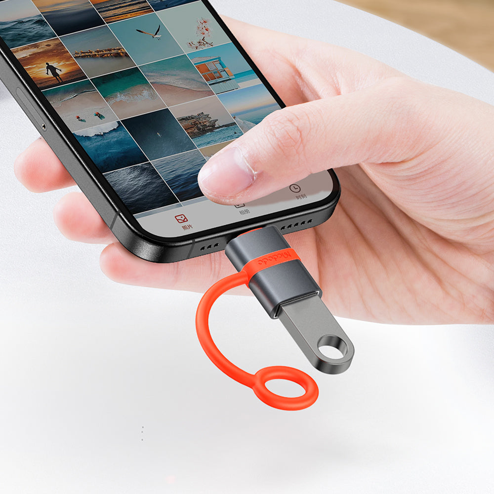 Mcdodo - Adapter (OT-2600) - with Silicone Hook, Aluminium Alloy, USB to Lightning, 480Mbps, Portable Design - Grey