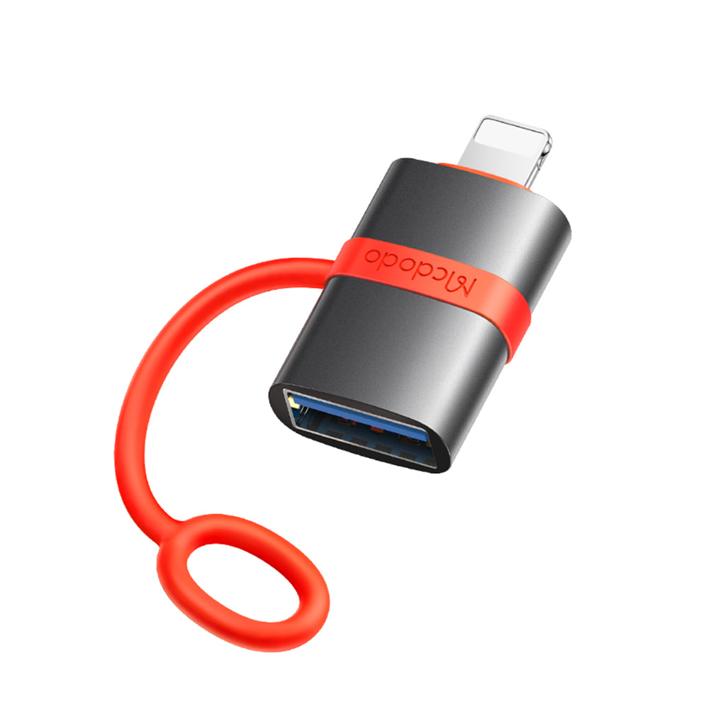 Mcdodo - Adapter (OT-2600) - with Silicone Hook, Aluminium Alloy, USB to Lightning, 480Mbps, Portable Design - Grey