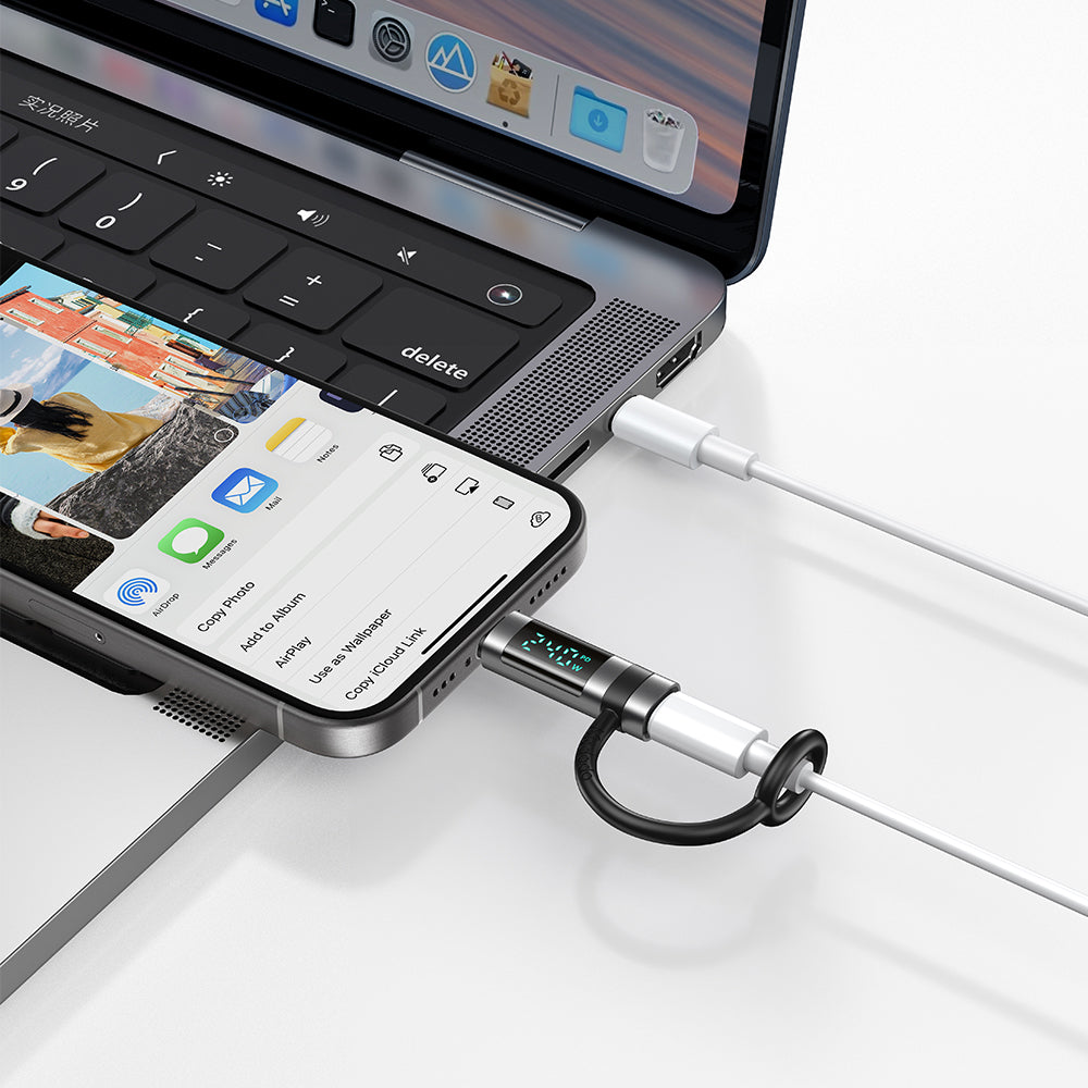 Mcdodo - Adapter Pigeon Series (OT-2620) - with Silicone Hook, Aluminium Alloy, USB-C to USB-C, 240W, Portable Design - Black