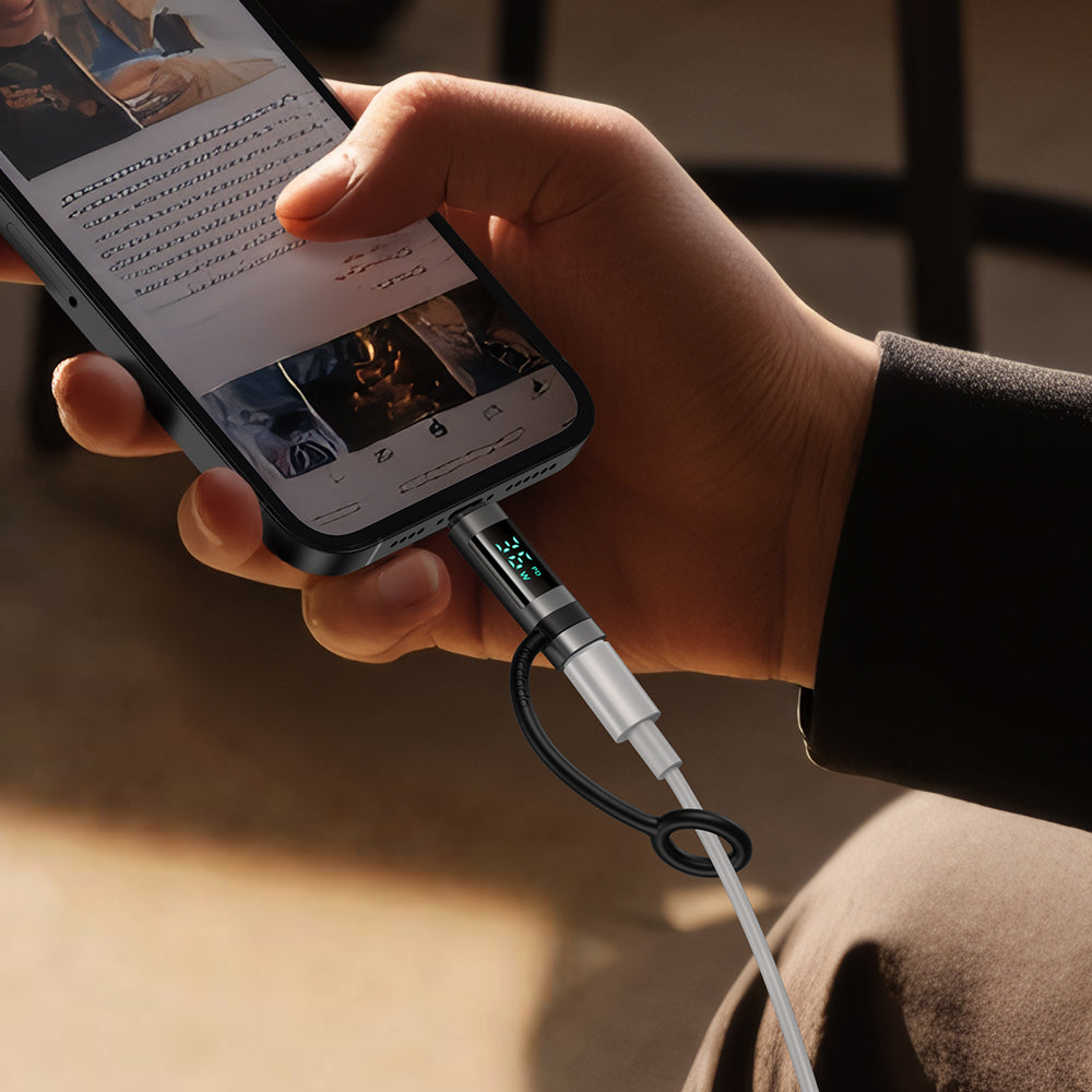 Mcdodo - Adapter Pigeon Series (OT-2610) - with Silicone Hook, Aluminium Alloy, USB-C to Lightning 36W, HD LED Display - Black