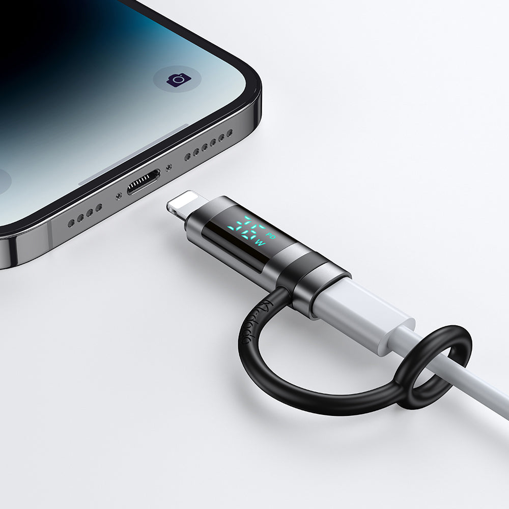 Mcdodo - Adapter Pigeon Series (OT-2610) - with Silicone Hook, Aluminium Alloy, USB-C to Lightning 36W, HD LED Display - Black