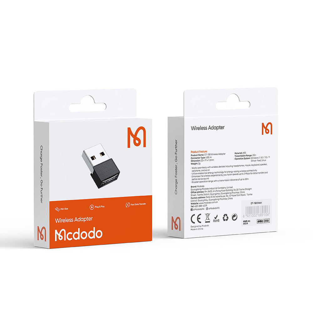 Mcdodo - Wireless Adapter (OT-1580) - USB, BT Version V5.1, ABS - Black
