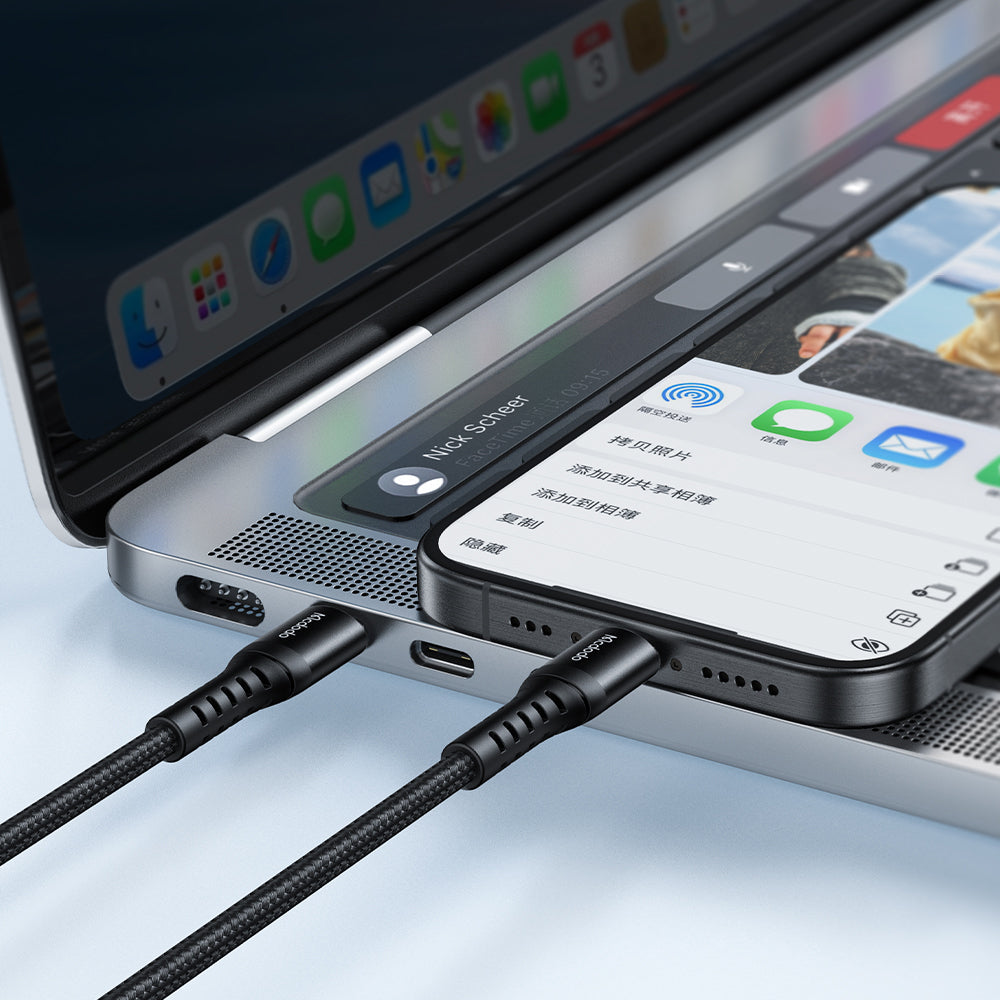 Mcdodo - Data Cable (CA-5641) - Type-C to Type-C, Nylon Braided, Aluminum Alloy, PD60W, 1m - Black