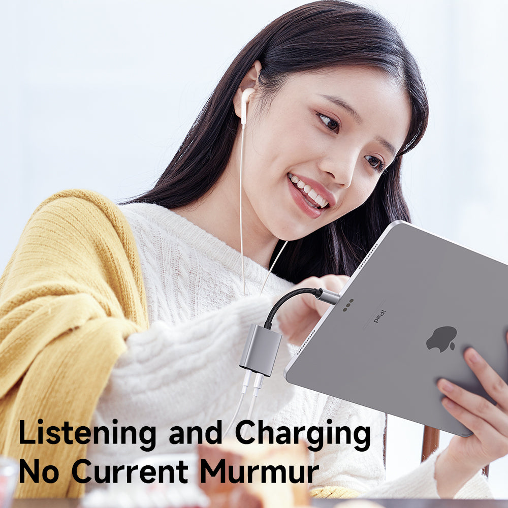 Mcdodo - Audio Adapter Wales Series (CA-5540) - Lightning to Lightning, DC 3.5mm, Aluminum Alloy, Nylon, 5V/2A, 12.5cm - Gray