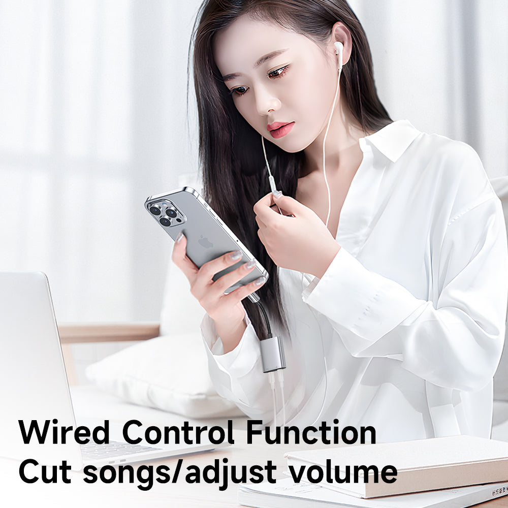 Mcdodo - Audio Adapter Wales Series (CA-5540) - Lightning to Lightning, DC 3.5mm, Aluminum Alloy, Nylon, 5V/2A, 12.5cm - Gray