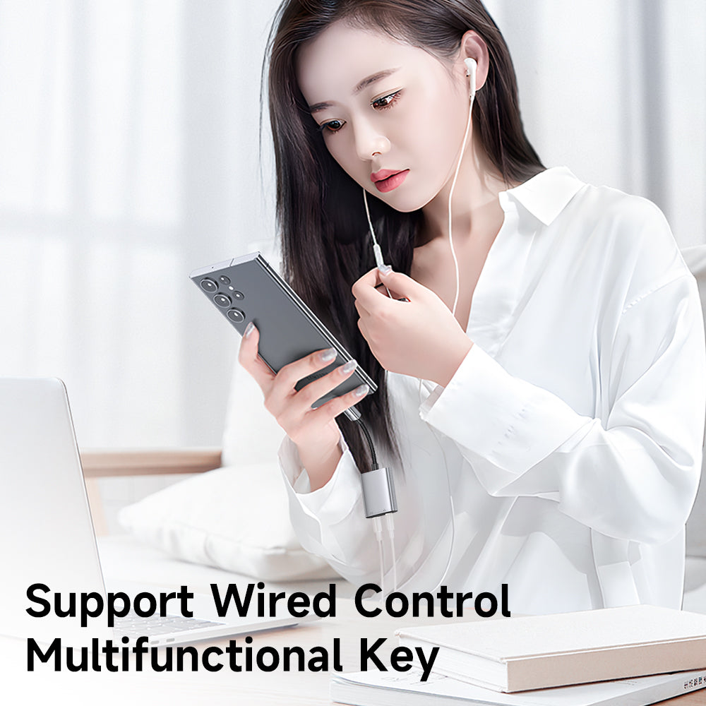 Mcdodo - Audio Adapter Wales Series (CA-5050) - Type-C to Type-C, DC 3.5mm, Aluminum Alloy, Nylon, PD60W, 12.5cm - Gray