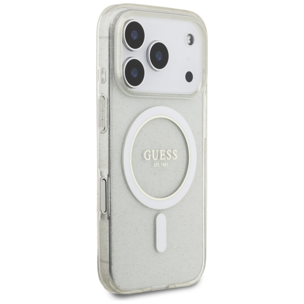 Guess - IML Glitter with Pearl Strap MagSafe (GUHMP17LHGCRELST) - iPhone 17 Pro - Clear
