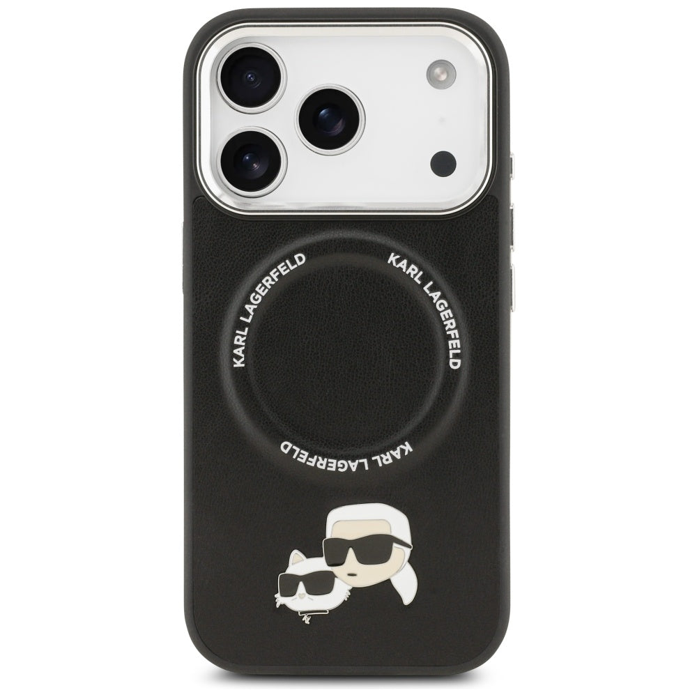 Karl Lagerfeld - Leather K&C Pins MagSafe (KLHMP17LPSMLRKCK) - iPhone 17 Pro - Black
