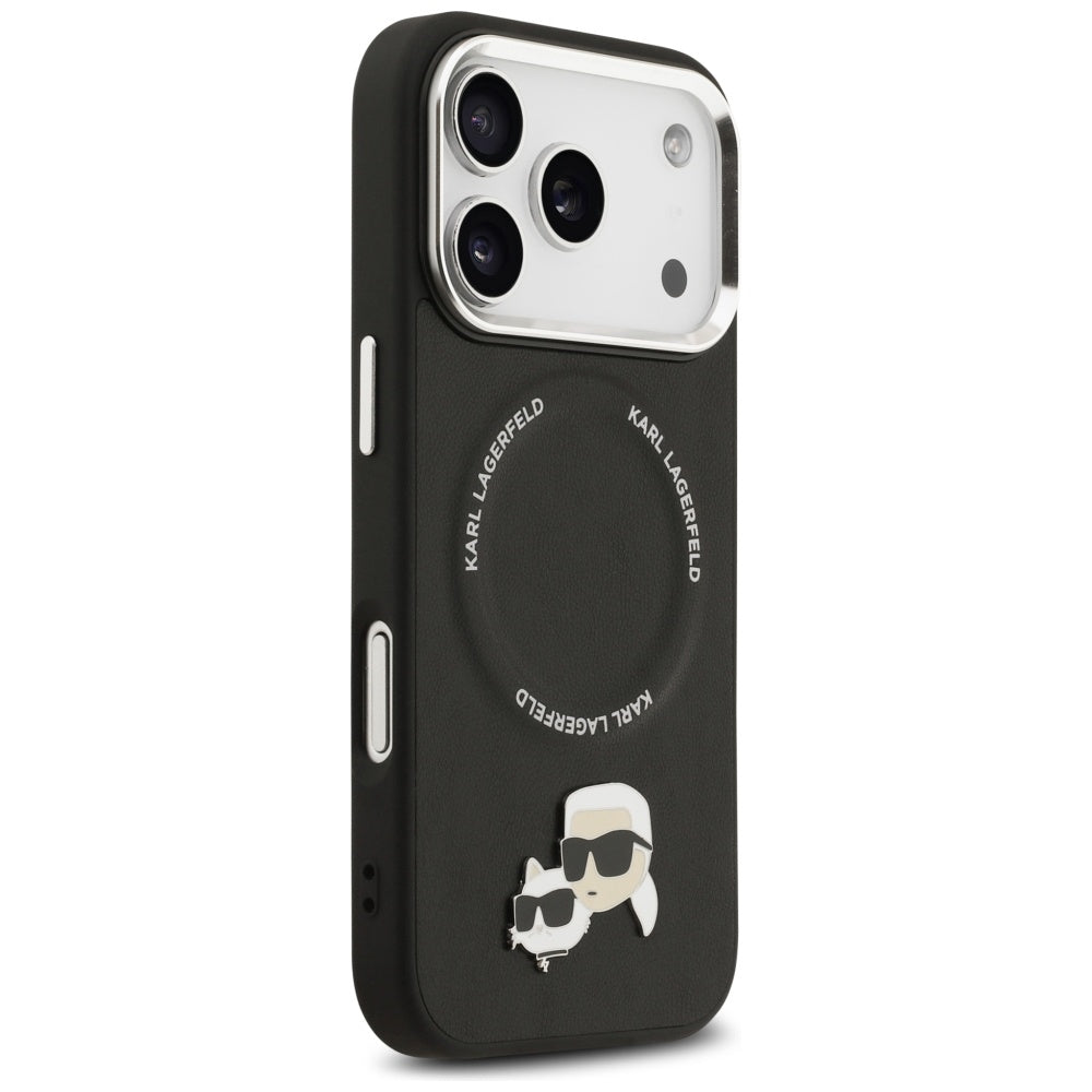 Karl Lagerfeld - Leather K&C Pins MagSafe (KLHMP17LPSMLRKCK) - iPhone 17 Pro - Black