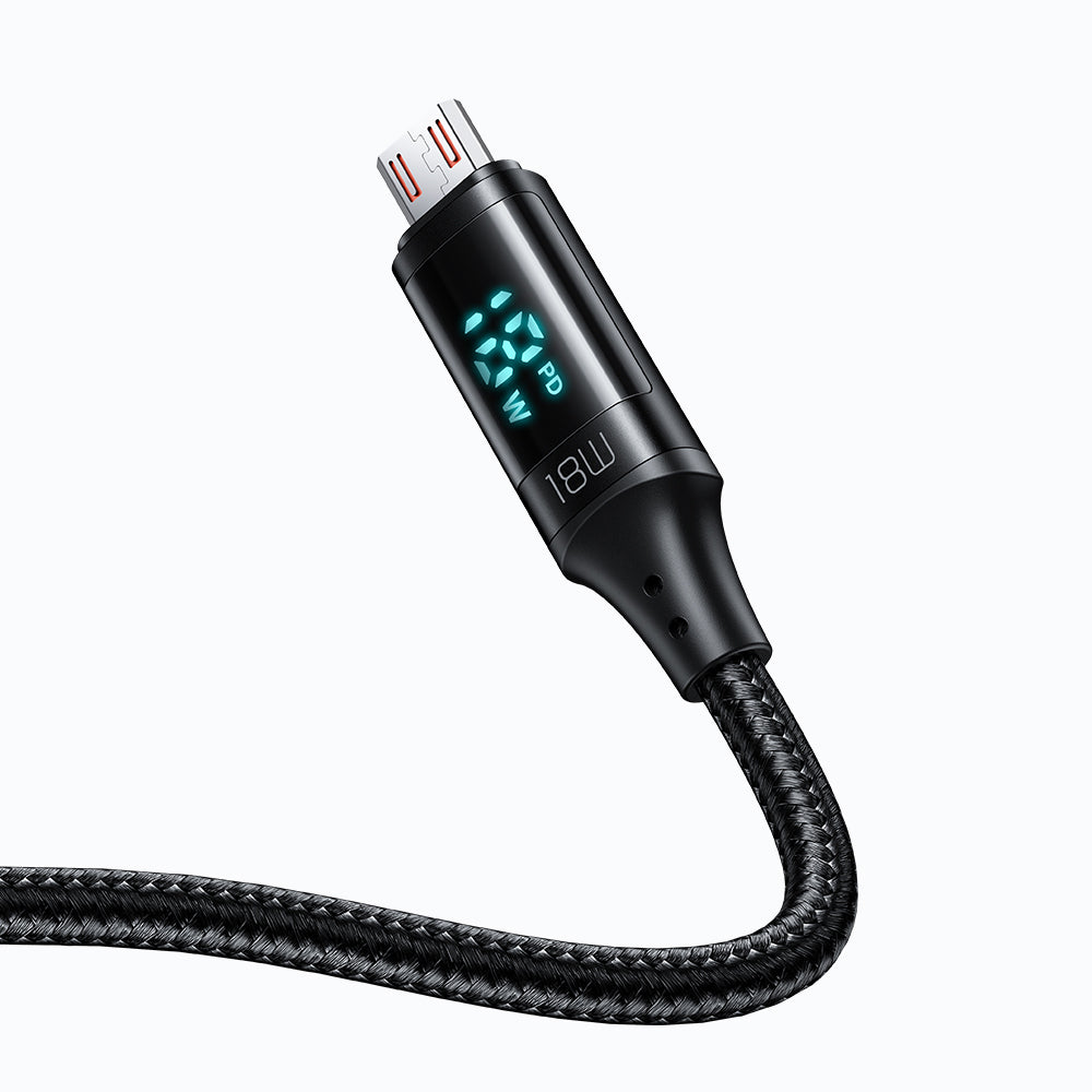 Mcdodo - Data Cable (CA-1070) - USB 2.0 to Micro-USB, with Digital Display, Nylon Braided, Aluminum Alloy, 3A, 1.2m - Black