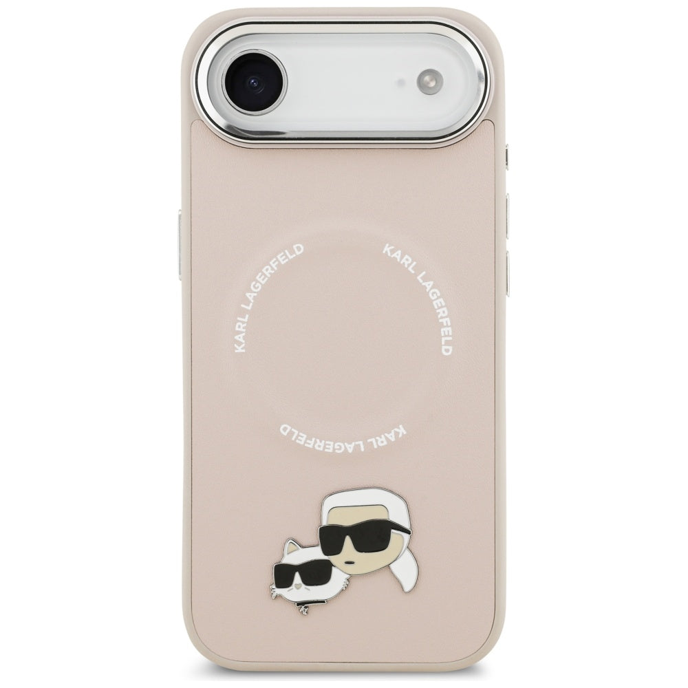 Karl Lagerfeld - Leather Karl & Choupette Pins MagSafe (KLHMP17MPSMLRKCP) - iPhone 17 Air - Pink
