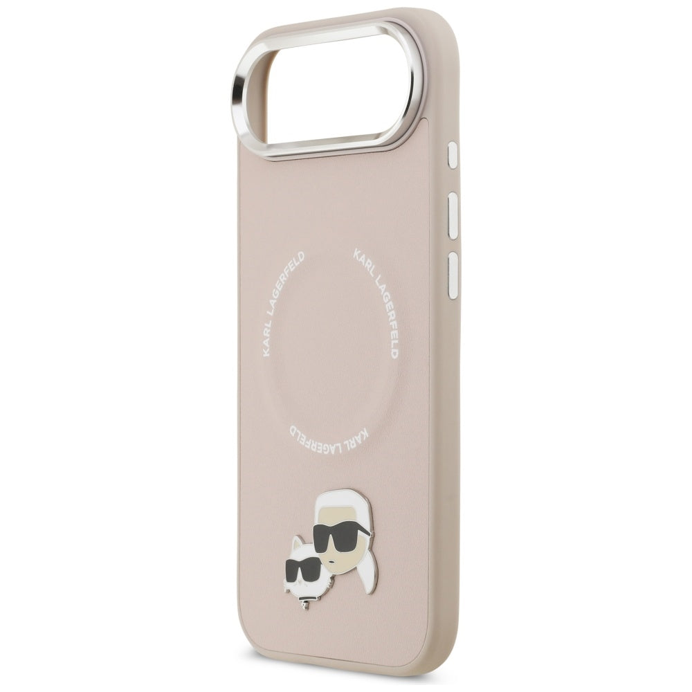 Karl Lagerfeld - Leather Karl & Choupette Pins MagSafe (KLHMP17MPSMLRKCP) - iPhone 17 Air - Pink