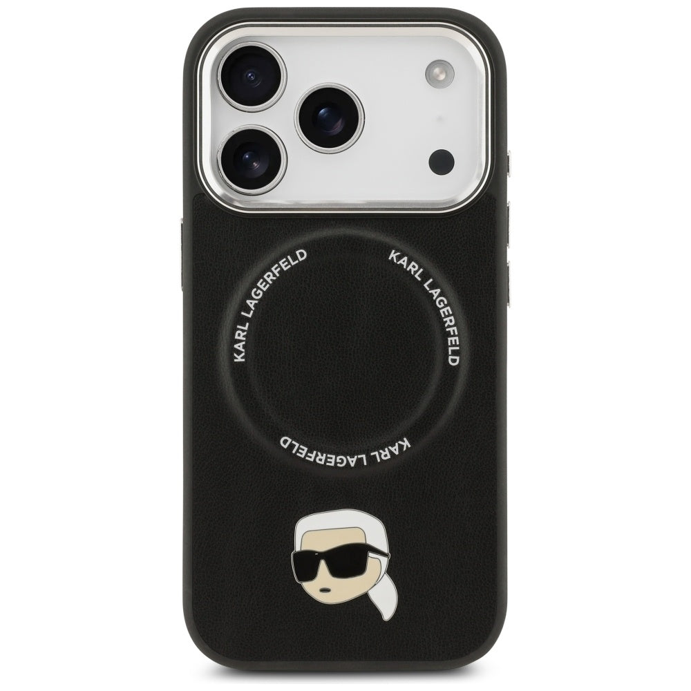 Karl Lagerfeld - Leather Karl Pin MagSafe (KLHMP17LPSMLRKLK) - iPhone 17 Pro - Black