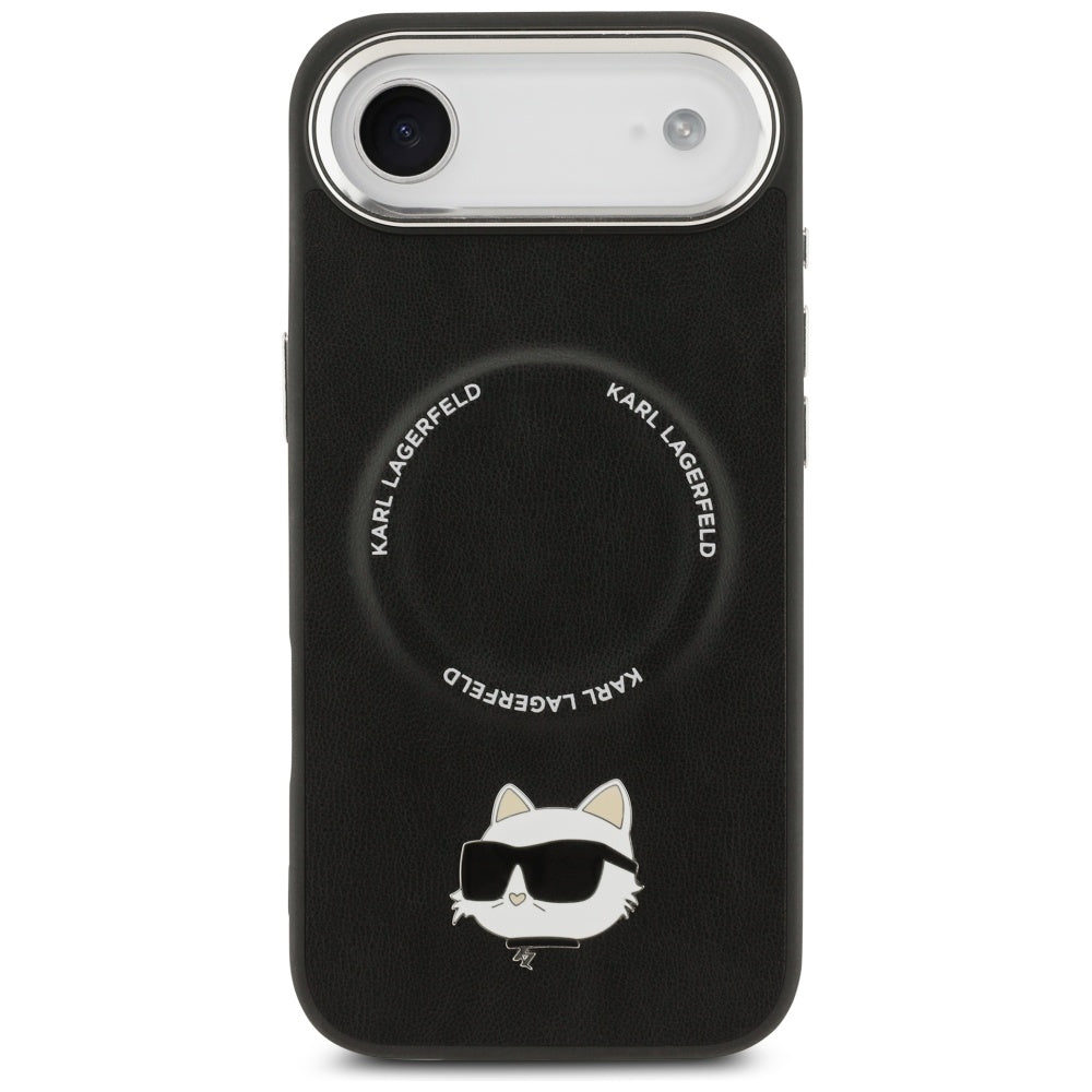 Karl Lagerfeld - Leather Choupette Pin MagSafe (KLHMP17MPSMLRCHK) - iPhone 17 Air - Black