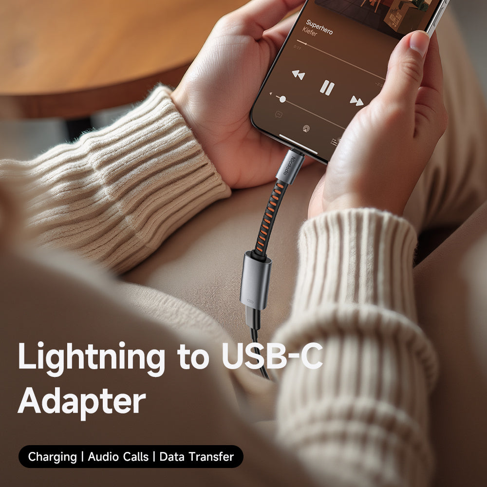 Mcdodo - Audio Adapter (CA-4870) - Lightning to Type-C, 2A, 24W, 480Mbps, OTG, Support Fast Charge, Call Function, 0.1m - Gray