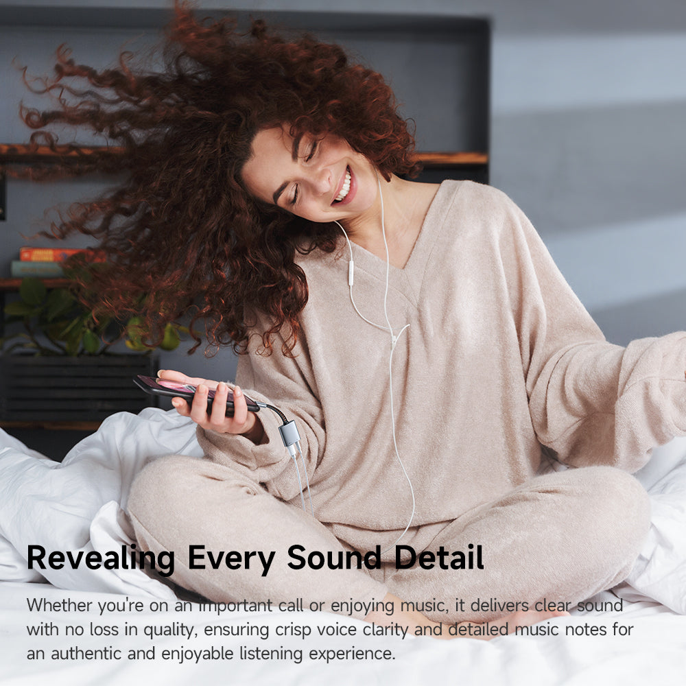 Mcdodo - Audio Adapter (CA-3120) - USB-C to USB-C & DC 3.5mm, PD60W, Premium Sound Quality, Aluminum Alloy/Nylon, 0.1m - Gray