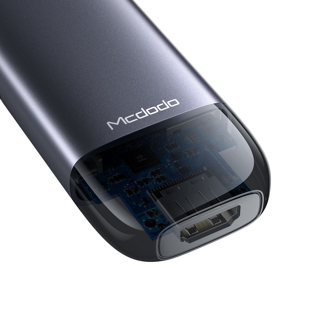 Mcdodo - Hub (HU-7740) - 6in1, 2x USB3.0, Type-C PD100W, HDMI 4K, SD/TF Card Slot, 5Gbps, 2TB, Type-C Cable - Gray