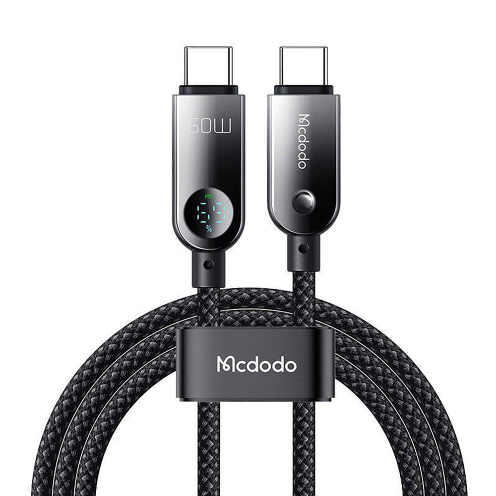 Mcdodo - Data Cable (CA-4780) - Type-C to Type-C, PD60W, with Built-in LED Display, ABS + Nylon, 1.2m - Black