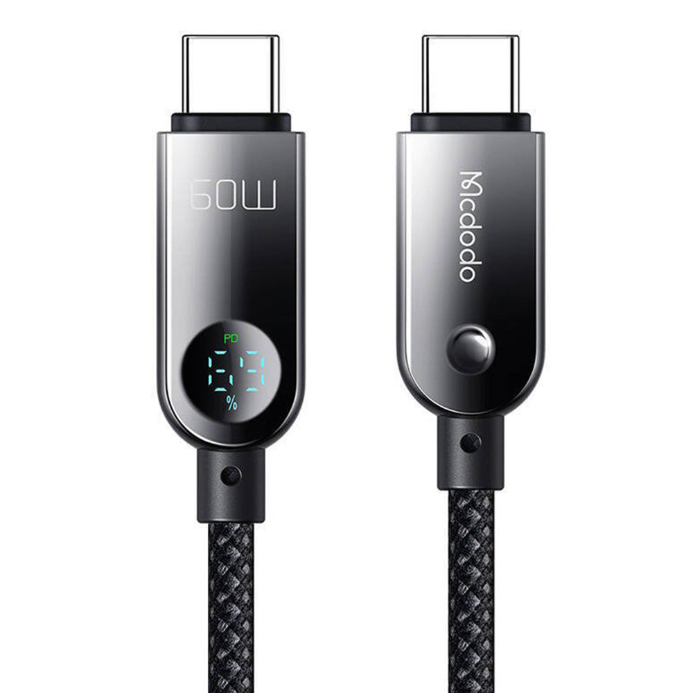 Mcdodo - Data Cable (CA-4780) - Type-C to Type-C, PD60W, with Built-in LED Display, ABS + Nylon, 1.2m - Black