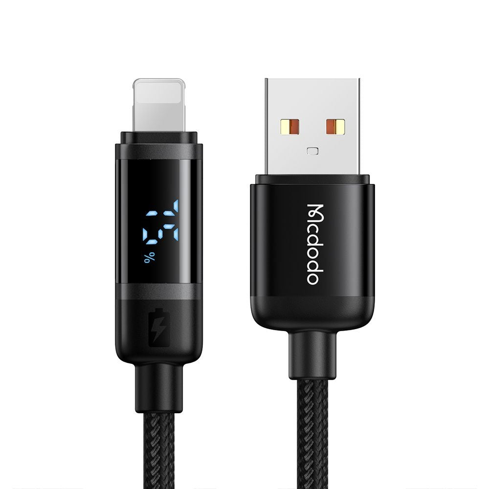 Mcdodo - Data Cable BAT Series (CA-5000) - USB-A to Lightning, Digital Display, 1.2m - Black