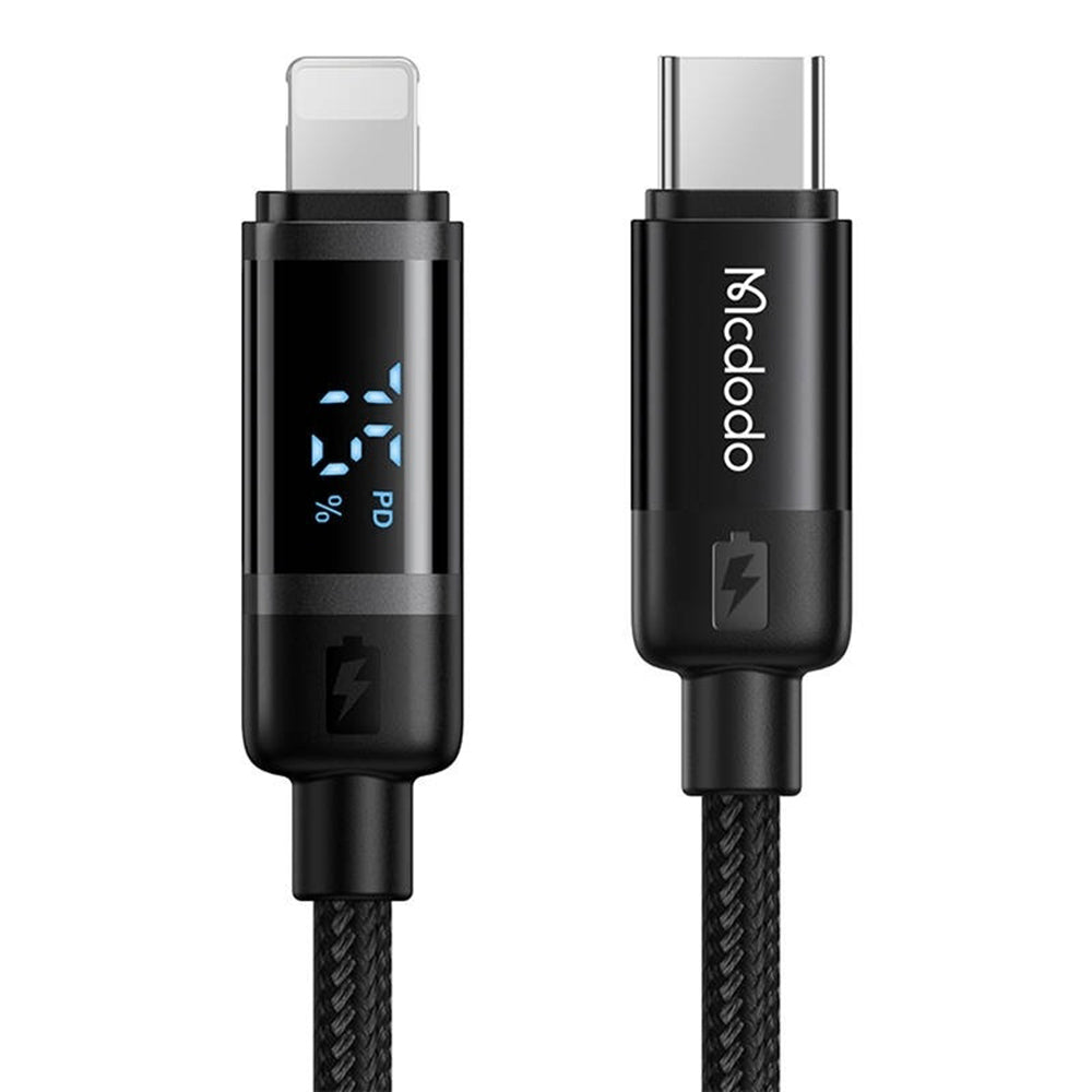Mcdodo - Data Cable BAT Series (CA-5210) - USB-C to Lightning, 36W, Digital Display, 1.2m - Black