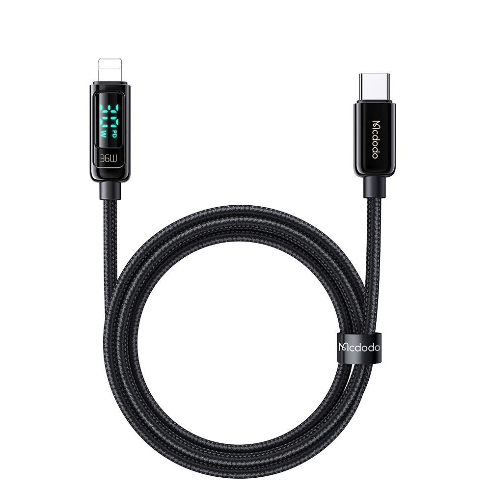 Mcdodo - Data Cable (CA-8810) - USB-C to Lightning, 36W, Digital Display, 1.2m - Black