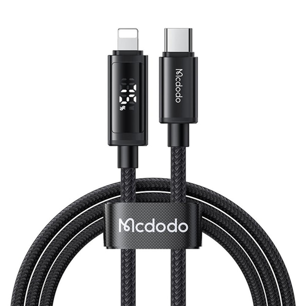 Mcdodo - Data Cable (CA-7990) - USB-C to Lightning, Dual LED Display, 36W, Fast Charging, 1.2m - Black