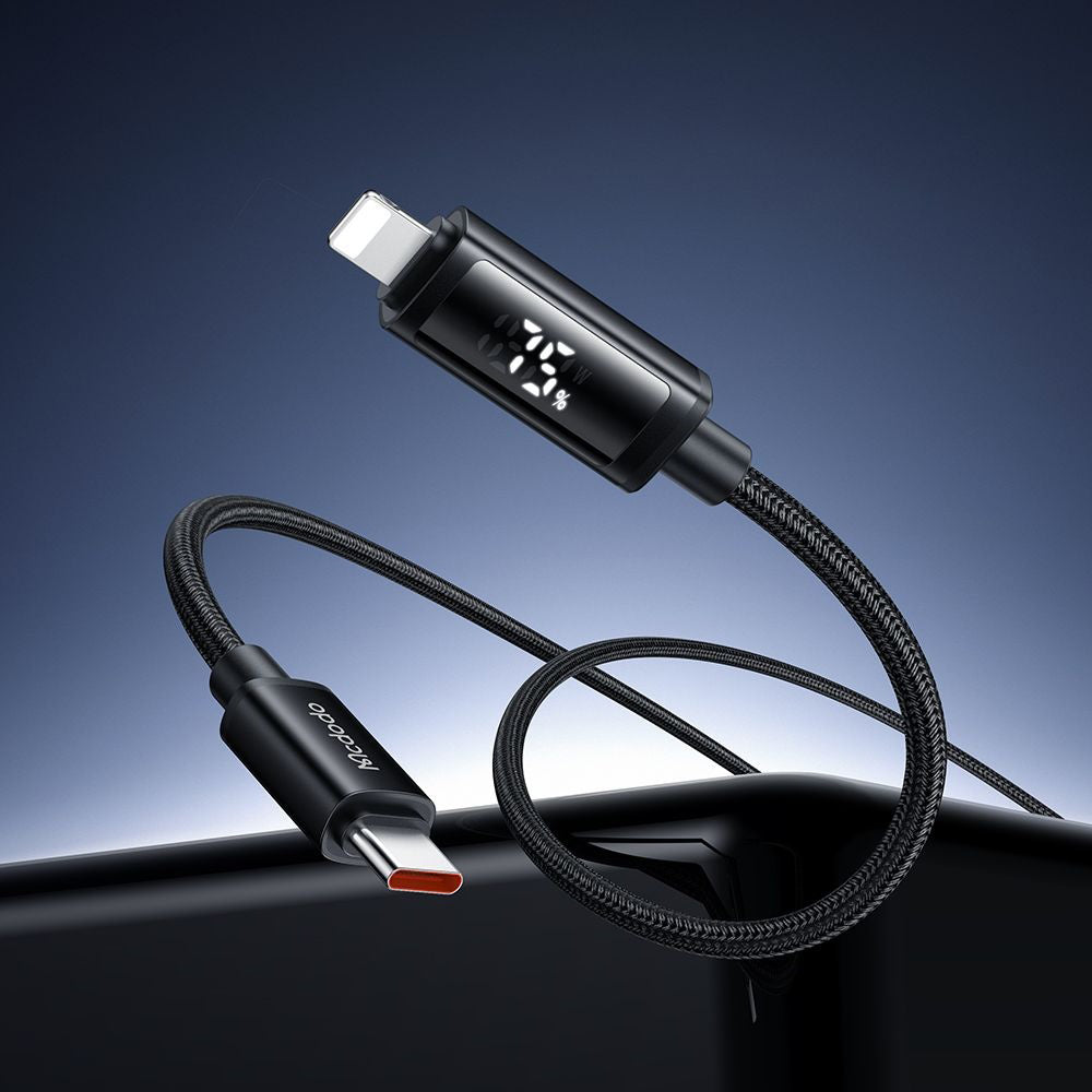 Mcdodo - Data Cable (CA-7990) - USB-C to Lightning, Dual LED Display, 36W, Fast Charging, 1.2m - Black