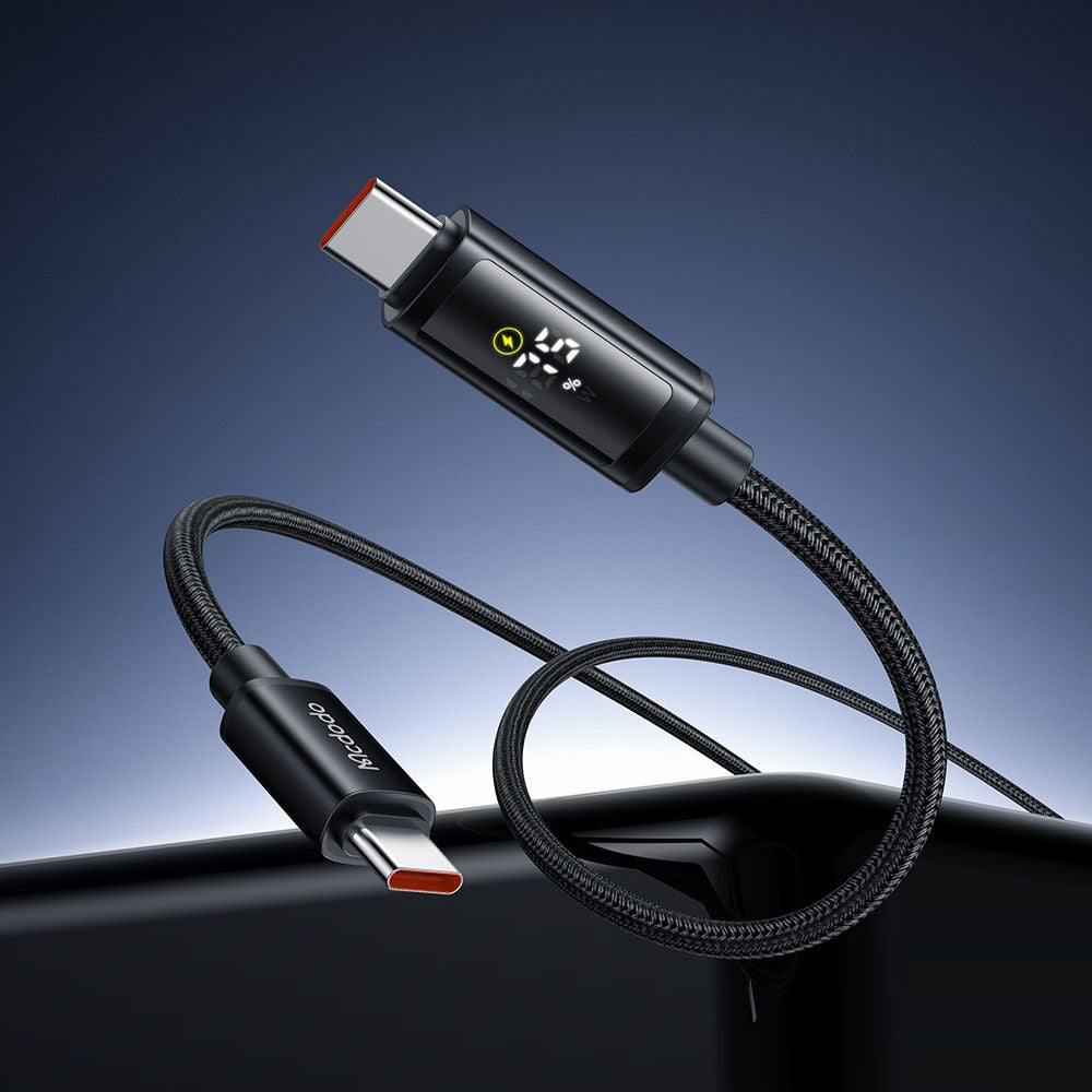 Mcdodo - Data Cable (CA-8000) - USB-C to USB-C, Dual LED Display, 100W, Fast Charging, 1.2m - Black