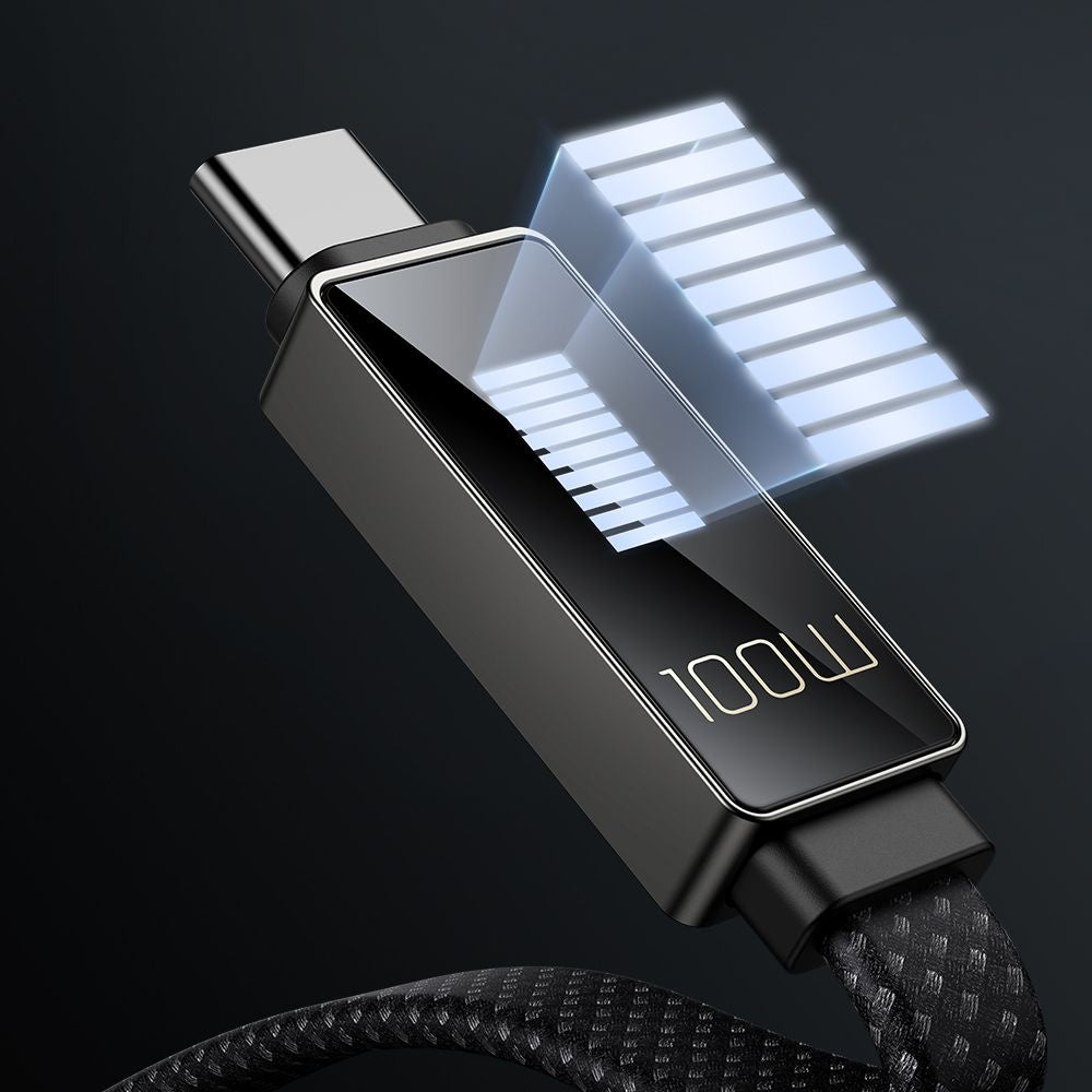 Mcdodo - Data Cable Rythm Series (CA-4980) - USB-A to Type-C, 6A, LED Display, Fast Charging, 1.2m - Black