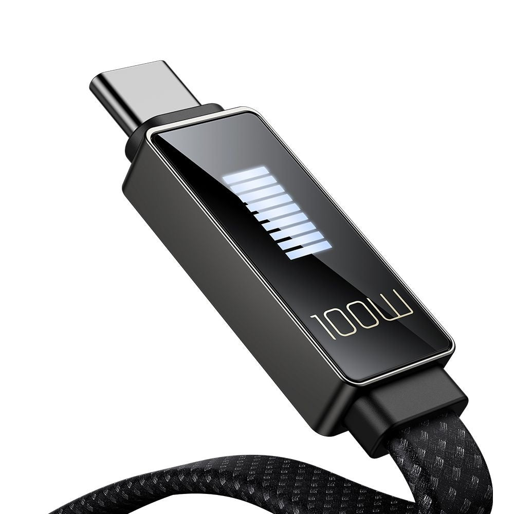 Mcdodo - Data Cable Rythm Series (CA-4980) - USB-A to Type-C, 6A, LED Display, Fast Charging, 1.2m - Black