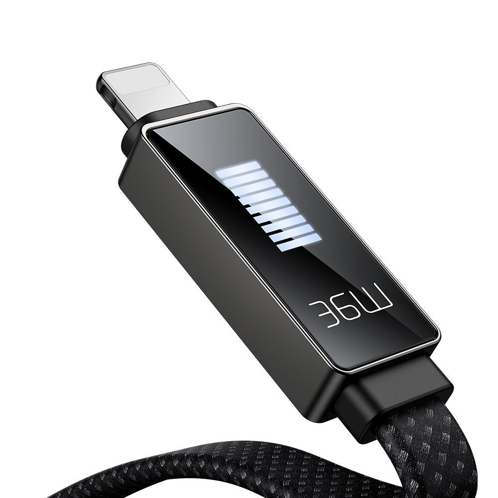 Mcdodo - Data Cable Rythm Series (CA-4960) - Type-C to Lightning, 36W, LED Display, Fast Charging, 1.2m - Black