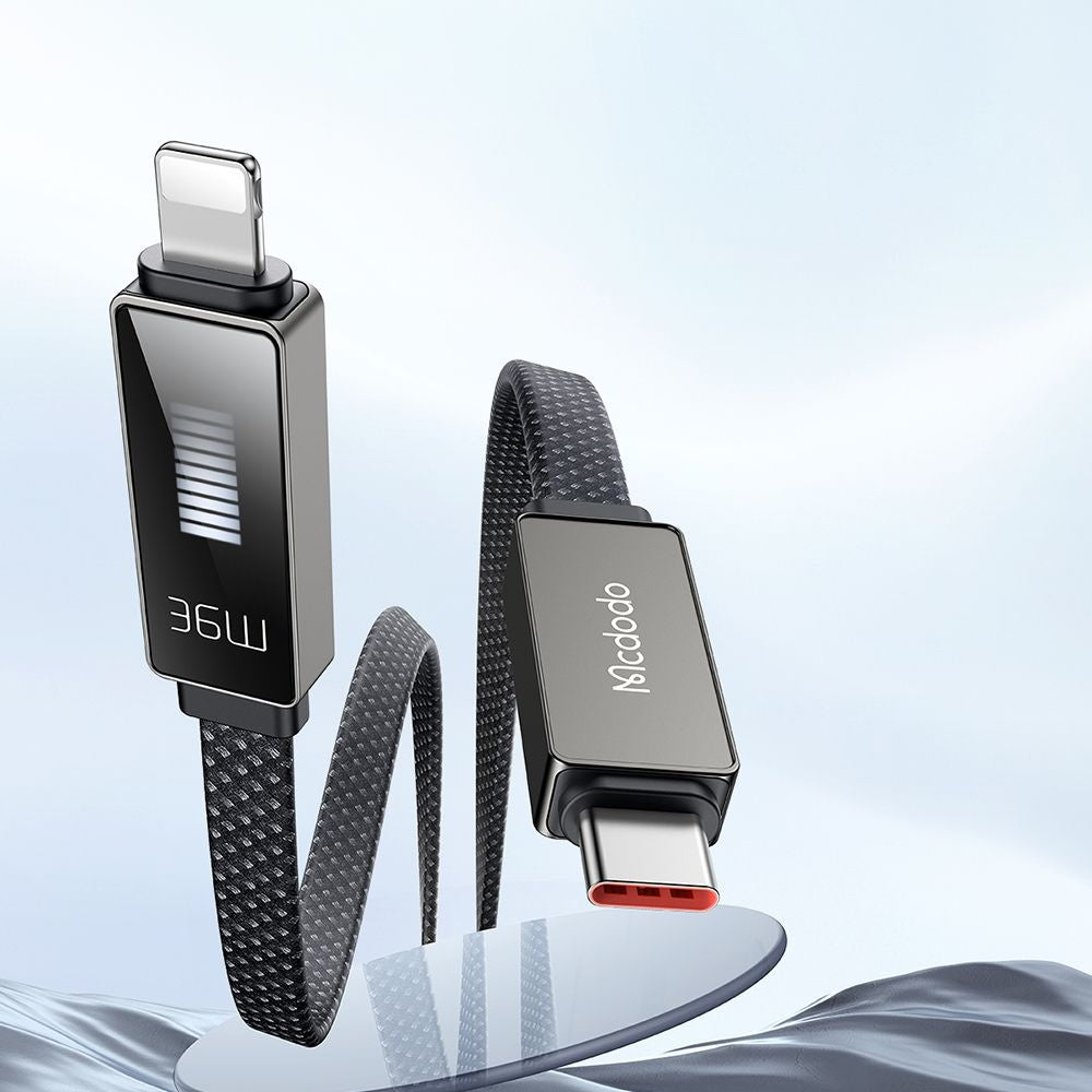 Mcdodo - Data Cable Rythm Series (CA-4960) - Type-C to Lightning, 36W, LED Display, Fast Charging, 1.2m - Black