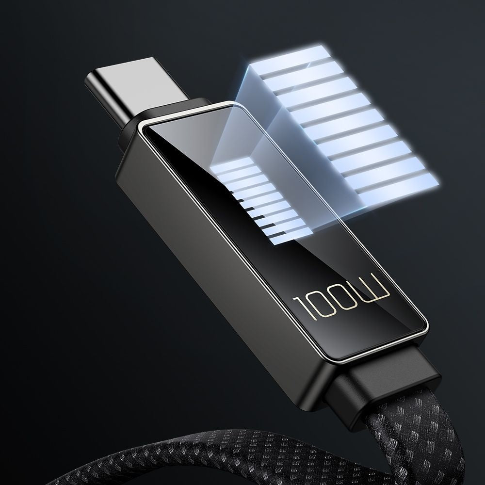 Mcdodo - Data Cable Rythm Series (CA-4470) - Type-C to Type-C, 100W, LED Display, PD Fast Charging, 1.2m - Black