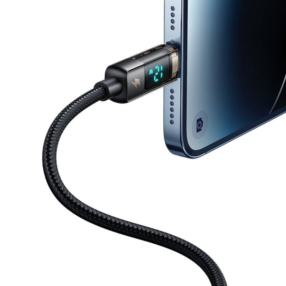 Mcdodo - Data Cable (CA-3620) - USB-A to Lightning, 3A, Digital Display, Auto Power Off, Transparent Design, 1.2m - Black