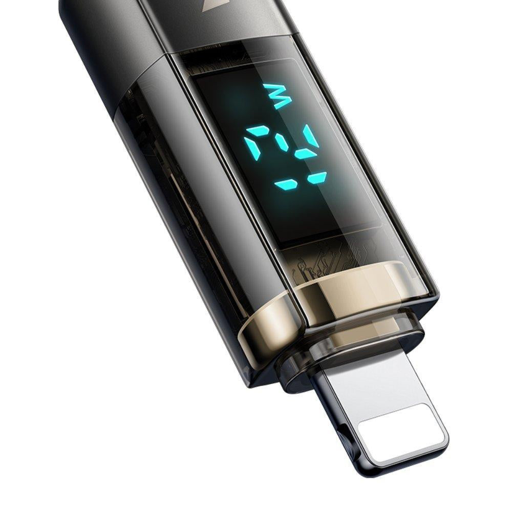 Mcdodo - Data Cable (CA-3620) - USB-A to Lightning, 3A, Digital Display, Auto Power Off, Transparent Design, 1.2m - Black